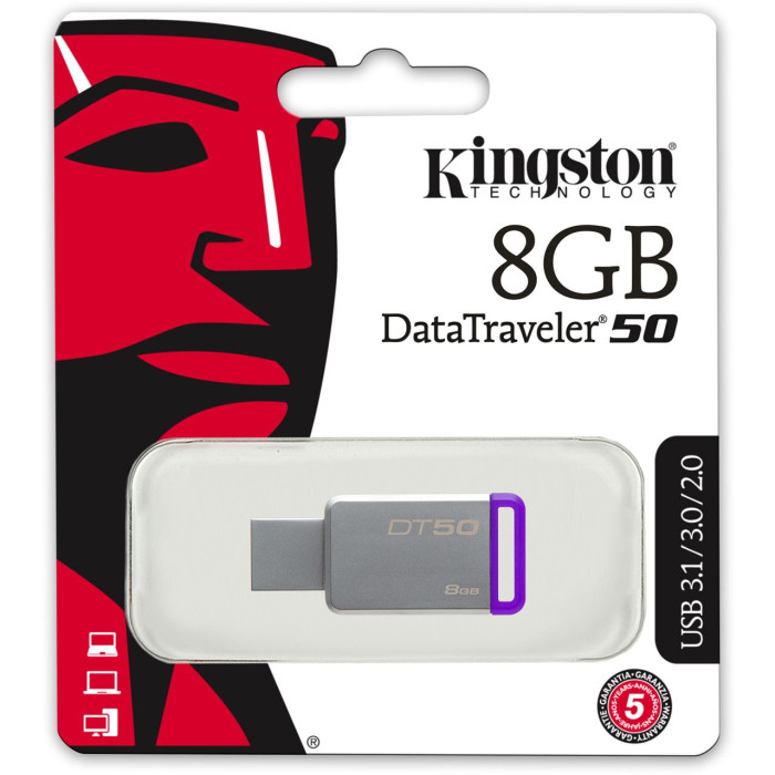 FLASH DISK KINGSTON DT50 DATATRAVELER USB 3.1/3.0/2.0 8GB