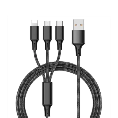 PHONE CHARGER CABLE 3 IN 1 WITH LED (IPHONE 4/ IPHONE 7/ SAMSUNG)