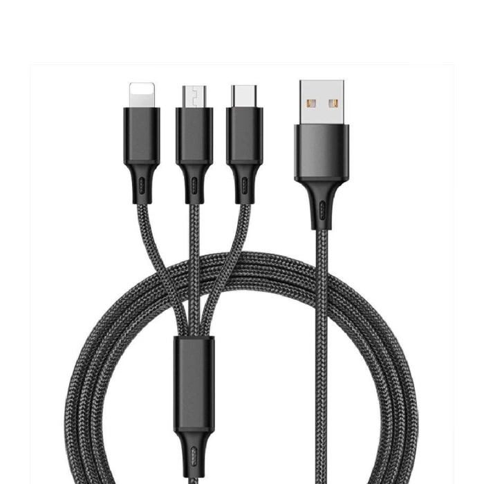 PHONE CHARGER CABLE 3 IN 1 WITH LED (IPHONE 4/ IPHONE 7/ SAMSUNG)