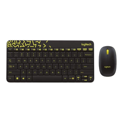 KEYBOARD + MOUSE LOGITECH MK240 NANO/ WIRELESS/ ENG-RUS/ BLACK + YELLOW