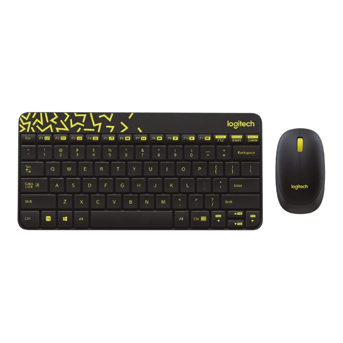 KEYBOARD + MOUSE LOGITECH MK240 NANO/ WIRELESS/ ENG-RUS/ BLACK + YELLOW