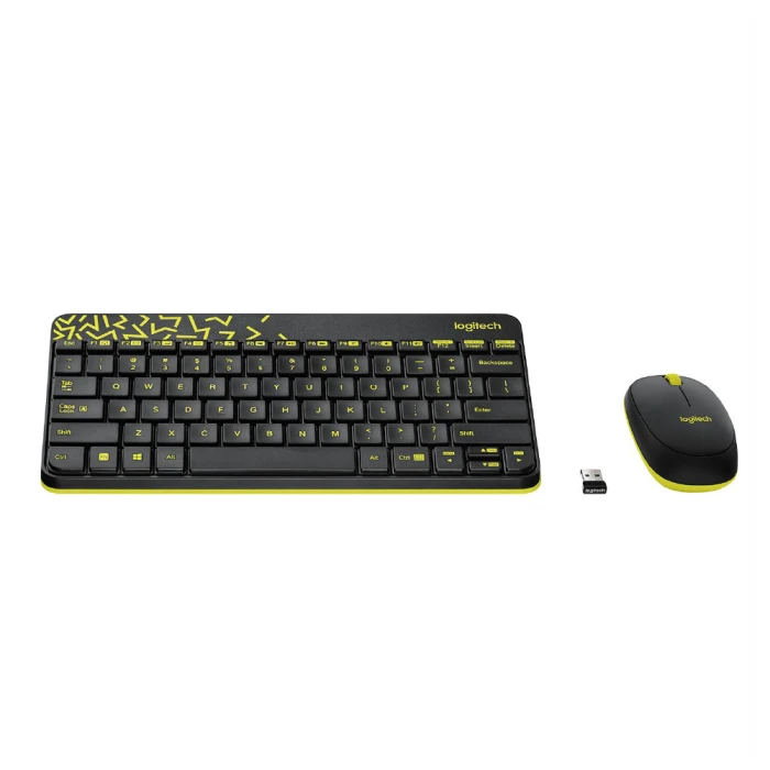 KEYBOARD + MOUSE LOGITECH MK240 NANO/ WIRELESS/ ENG-RUS/ BLACK + YELLOW