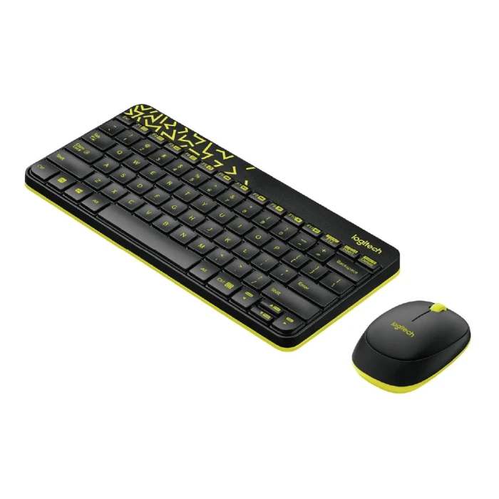KEYBOARD + MOUSE LOGITECH MK240 NANO/ WIRELESS/ ENG-RUS/ BLACK + YELLOW
