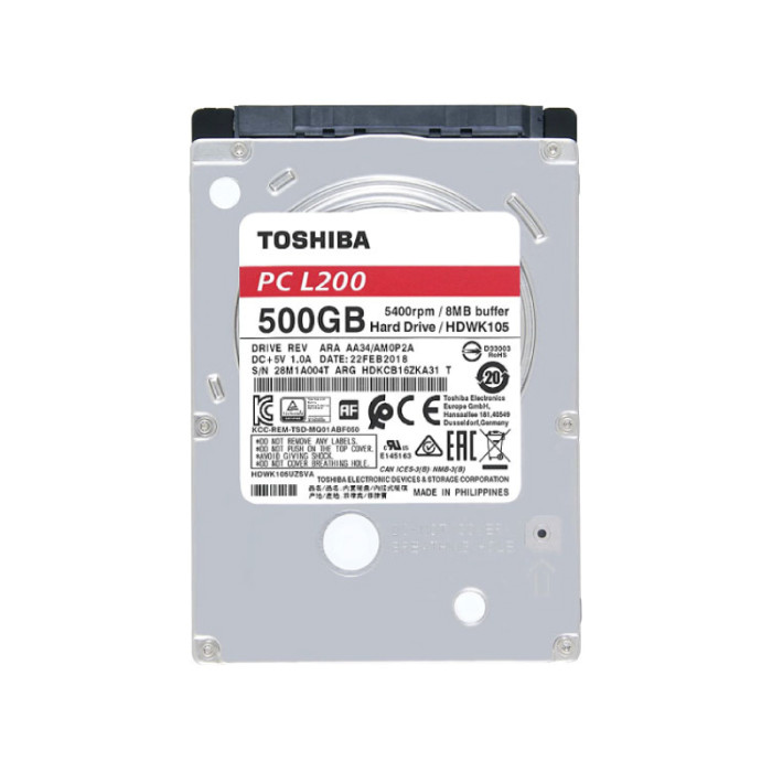 HDD INTERNAL FOR NOTEBOOK TOSHIBA 500GB 2.5" SLIM 5400RPM