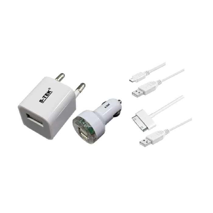 CAR AND HOME CHARGERS S-TEK DUAL USB CHARGER FOR CAR WHITE (AK)