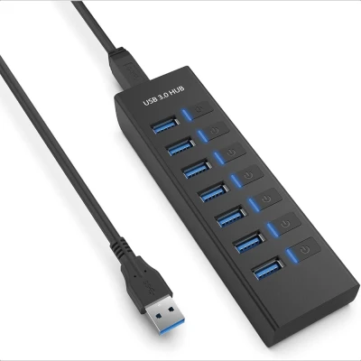 USB HUB UNIVERSAL MULTI COLOR 7 PORT BLACK