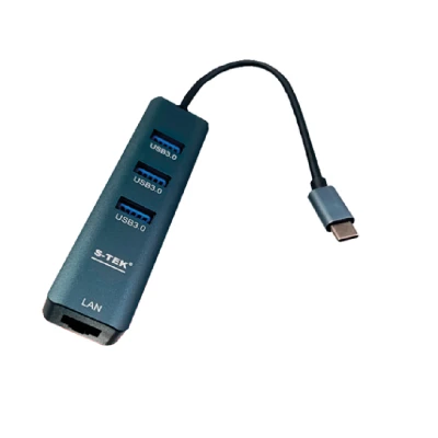 S-TEK TYPE C TO USB HUB + ETHERNET