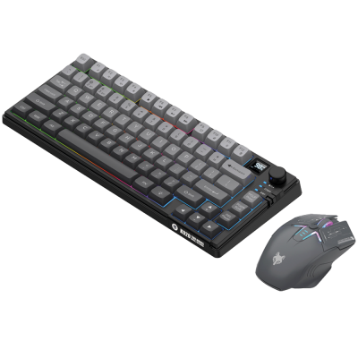 KEYBOARD+MOUSE XUNFOX K920 BLACK/GRAY  WIRELESS MECHANICAL GAMING MOUSE + MOUSE + RGB LIGHT